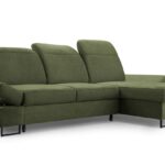 Narożnik z funkcją spania CAPRI MINI ciemnozielony z pojemnikiem L-kształtny