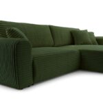 Narożnik z funkcją spania VITA ciemnozielony z pojemnikiem L-kształtny