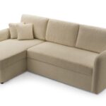 Narożnik z funkcją spania DARIO ciemny beż z pojemnikiem L-kształtny