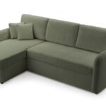 Narożnik z funkcją spania DARIO ciemnozielony z pojemnikiem L-kształtny