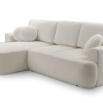 Narożnik z funkcją spania VELANO beżowy z pojemnikiem L-kształtny