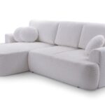 Narożnik z funkcją spania VELANO biały z pojemnikiem L-kształtny