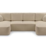 Narożnik z funkcją spania VELANO U ciemny beż z pojemnikiem U-kształtny