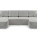 Narożnik z funkcją spania VELANO U szary z pojemnikiem U-kształtny