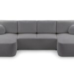 Narożnik z funkcją spania VELANO U ciemnoszary z pojemnikiem U-kształtny