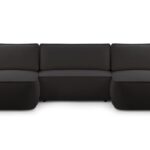 Narożnik z funkcją spania MONIVA U czarny z pojemnikiem U-kształtny