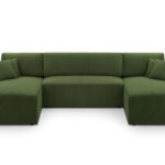 Narożnik z funkcją spania COSTA U ciemnozielony z pojemnikiem U-kształtny