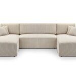 Narożnik z funkcją spania COSTA U beżowy z pojemnikiem U-kształtny