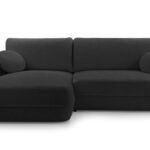 Narożnik z funkcją spania ROVIGO czarny z pojemnikiem L-kształtny