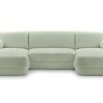 Narożnik z funkcją spania ROVIGO U miętowy z pojemnikiem U-kształtny