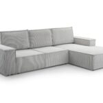 Narożnik z funkcją spania ARMONA jasnoszary z pojemnikiem L-kształtny