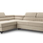 Narożnik z funkcją spania LAREDO beżowy z pojemnikiem L-kształtny