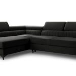 Narożnik z funkcją spania LAREDO czarny z pojemnikiem L-kształtny