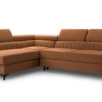 Narożnik z funkcją spania LAREDO miedziany z pojemnikiem L-kształtny