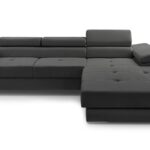 Narożnik z funkcją spania BELLUNOK MINI ciemnoszary z pojemnikiem L-kształtny