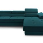 Narożnik z funkcją spania BELLUNOK MINI turkusowy z pojemnikiem L-kształtny