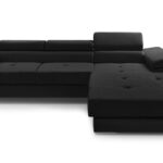 Narożnik z funkcją spania BELLUNOK MINI czarny z pojemnikiem L-kształtny