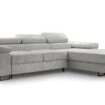 Narożnik z funkcją spania BELLUNOP MINI jasnoszary z pojemnikiem L-kształtny