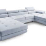 Narożnik z funkcją spania BELLUNOK U MINI jasnoszary z pojemnikiem U-kształtny