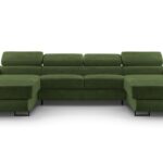 Narożnik z funkcją spania BELLUNOP U MINI ciemnozielony z pojemnikiem U-kształtny