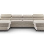 Narożnik z funkcją spania BELLUNOP U MINI beżowy z pojemnikiem U-kształtny