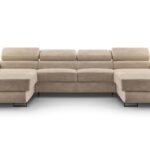 Narożnik z funkcją spania BELLUNOP U MINI ciemny beż z pojemnikiem U-kształtny