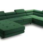 Narożnik z funkcją spania BELLUNO XL ciemnozielony z pojemnikiem U-kształtny