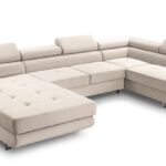 Narożnik z funkcją spania BELLUNO XL beżowy z pojemnikiem U-kształtny