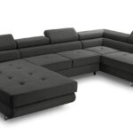 Narożnik z funkcją spania BELLUNO XL ciemnoszary z pojemnikiem U-kształtny