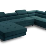 Narożnik z funkcją spania BELLUNO XL turkusowy z pojemnikiem U-kształtny