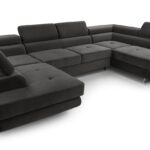 Narożnik z funkcją spania BELLUNO U ciemnoszary z pojemnikiem U-kształtny