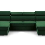 Narożnik z funkcją spania MAESTRO U ciemnozielony z pojemnikiem U-kształtny