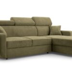 Narożnik z funkcją spania MAGNUS zielony z pojemnikiem L-kształtny