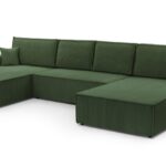 Narożnik z funkcją spania LAGUNA U ciemnozielony z pojemnikiem U-kształtny