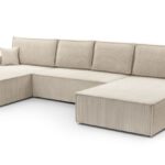 Narożnik z funkcją spania LAGUNA U beżowy z pojemnikiem U-kształtny