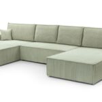 Narożnik z funkcją spania LAGUNA U miętowy z pojemnikiem U-kształtny