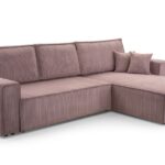 Narożnik z funkcją spania LAGUNA MINI różowy z pojemnikiem L-kształtny