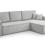 Narożnik z funkcją spania LAGUNA MINI jasnoszary z pojemnikiem L-kształtny