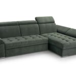 Narożnik z funkcją spania GRAVINO zielony z pojemnikiem L-kształtny