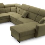 Narożnik z funkcją spania MAGNUS U zielony z pojemnikiem U-kształtny