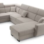 Narożnik z funkcją spania MAGNUS U ciemny beż z pojemnikiem U-kształtny