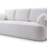 Kanapa rozkładana trzyosobowa z funkcją spania VELANO biały z pojemnikiem