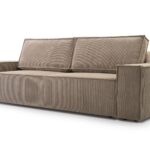 Kanapa rozkładana trzyosobowa z funkcją spania LAGUNA cappuccino z pojemnikiem