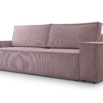 Kanapa rozkładana trzyosobowa z funkcją spania LAGUNA różowy z pojemnikiem