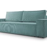 Kanapa rozkładana trzyosobowa z funkcją spania LAGUNA turkusowy z pojemnikiem