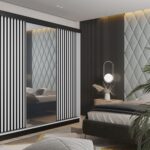 Szafa przesuwna MALIBU 200 cm z lamelami i lustrem