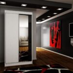 Szafa przesuwna SENSO 31 100 cm ze wstawką dekoracyjną szklaną i lustrem