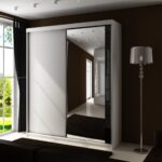 Szafa przesuwna SENSO 31 150 cm ze wstawką dekoracyjną szklaną i lustrem