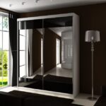 Szafa przesuwna SENSO 32 150 cm ze wstawkami dekoracyjnymi szklanymi i dwoma lustrami