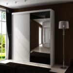 Szafa przesuwna SENSO 33 150 cm ze wstawkami dekoracyjnymi szklanymi i lustrem